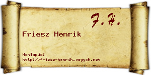 Friesz Henrik névjegykártya